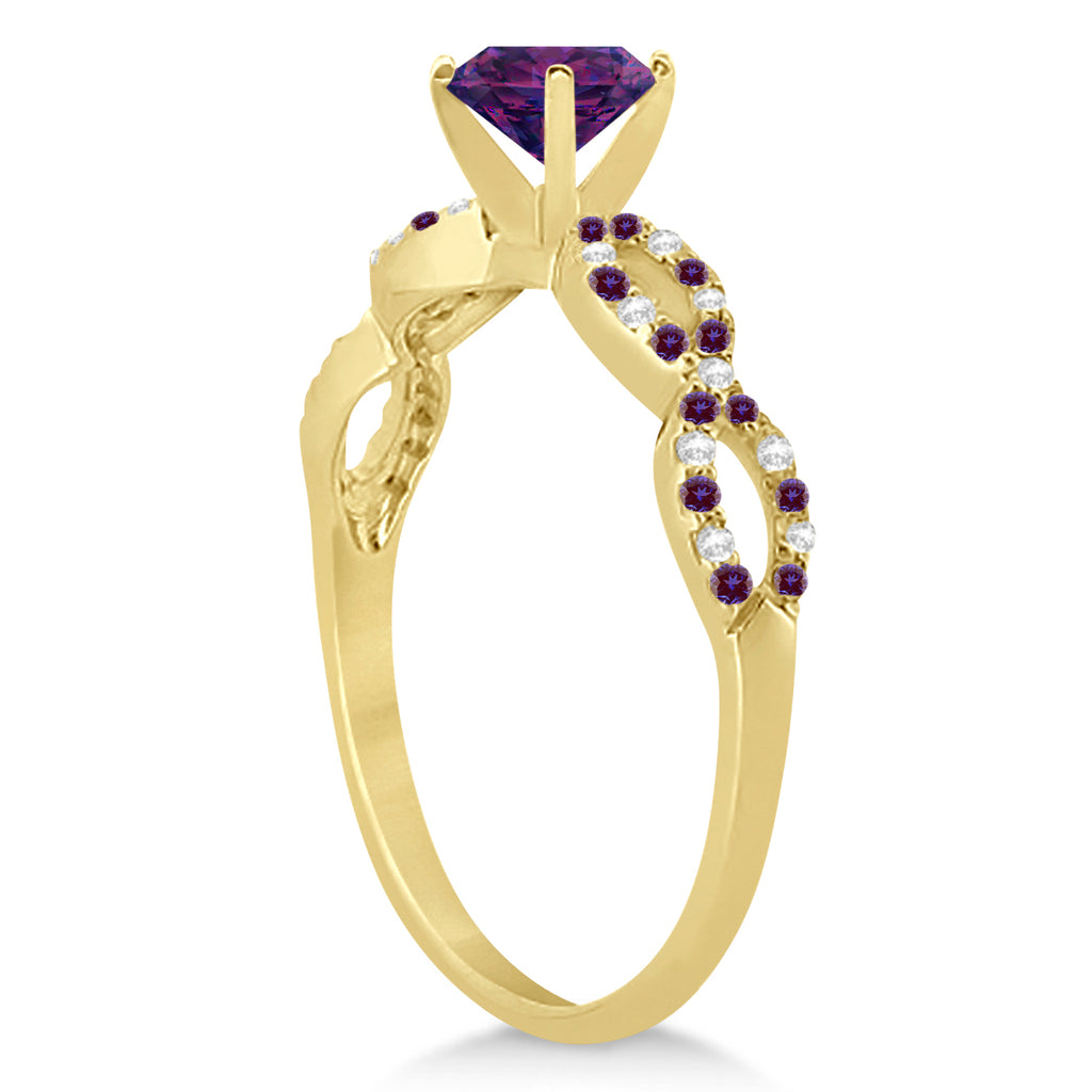 Alexandrite & Diamond Infinity Style Bridal Set 14k Yellow Gold 1.69ct