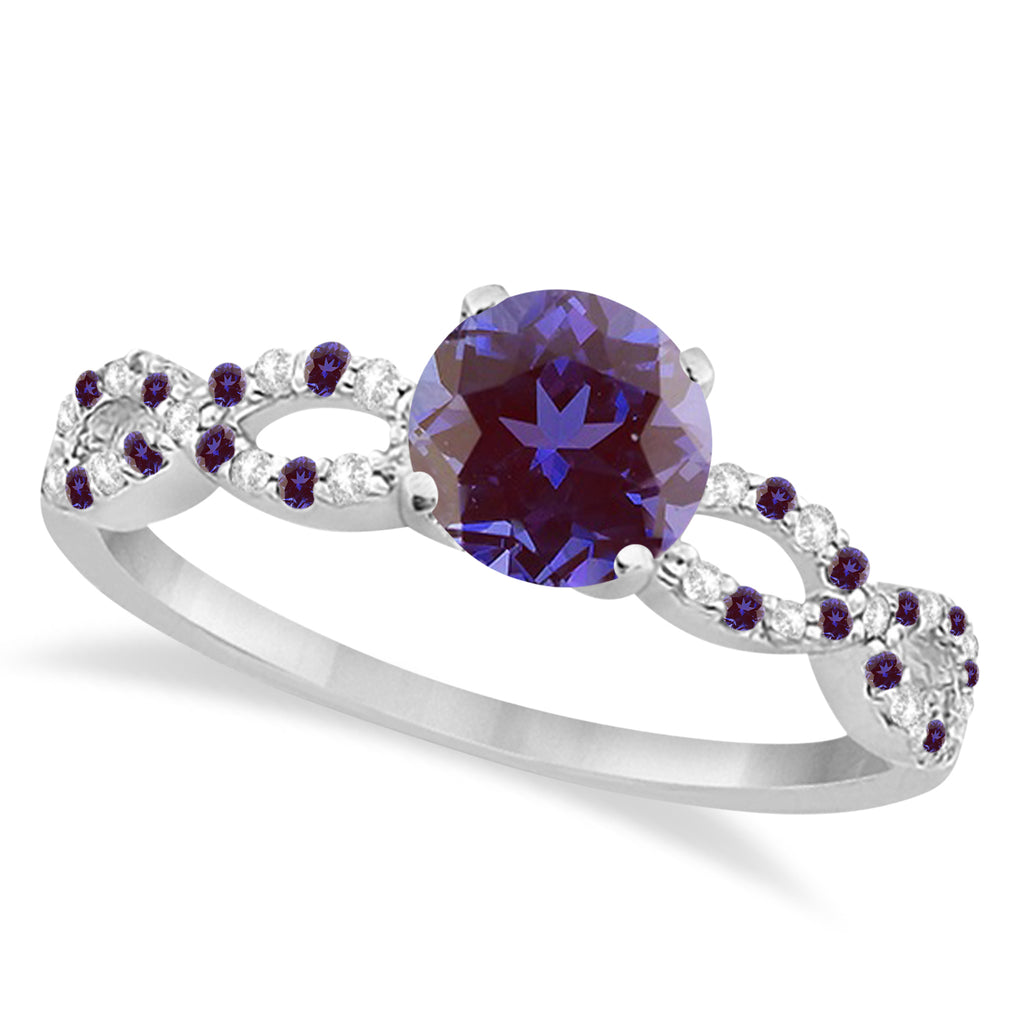 Infinity Style Alexandrite & Diamond Bridal Set 18K White Gold 1.29ct