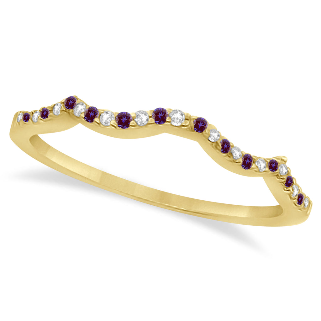 Infinity Style Alexandrite & Diamond Bridal Set 18K Yellow Gold 1.29ct