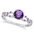 Infinity Diamond & Amethyst Engagement Ring 14K White Gold 1.05ct