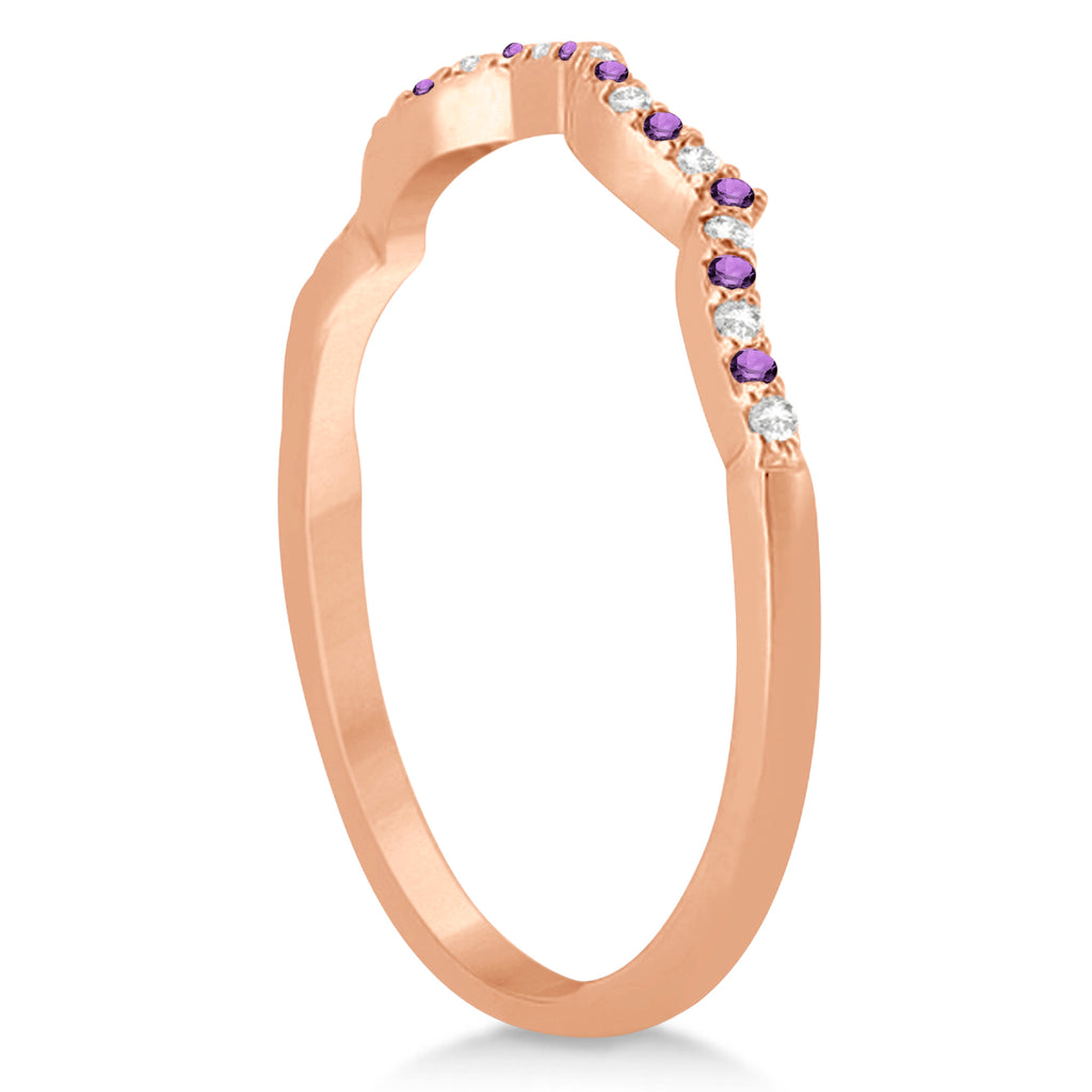 Amethyst & Diamond Infinity Style Bridal Set 14k Rose Gold 1.69ct