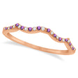 Diamond & Amethyst Contour Wedding Band 14K Rose Gold 0.24ct