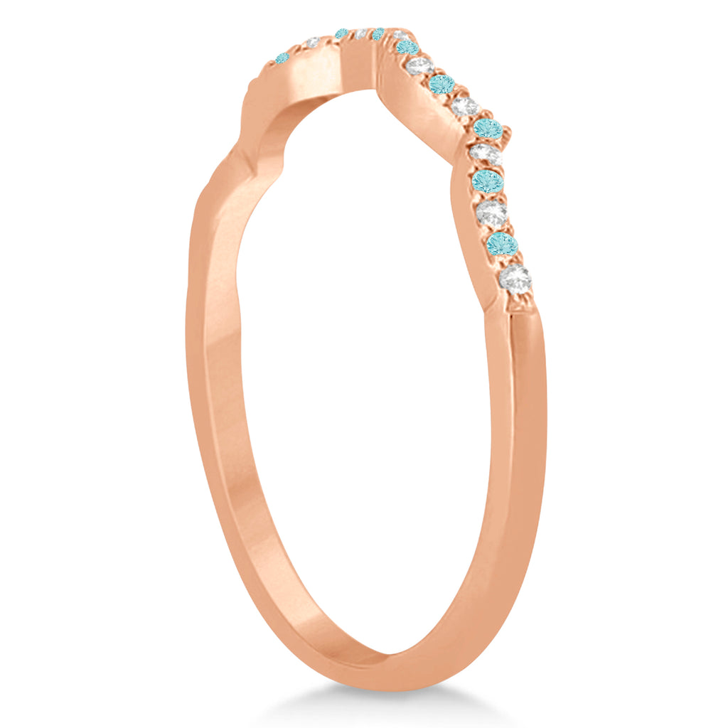 Aquamarine & Diamond Infinity Style Bridal Set 14k Rose Gold 1.64ct