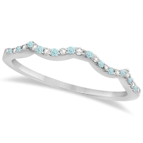 Aquamarine & Diamond Heart Infinity Style Set 14k White Gold 1.74ct