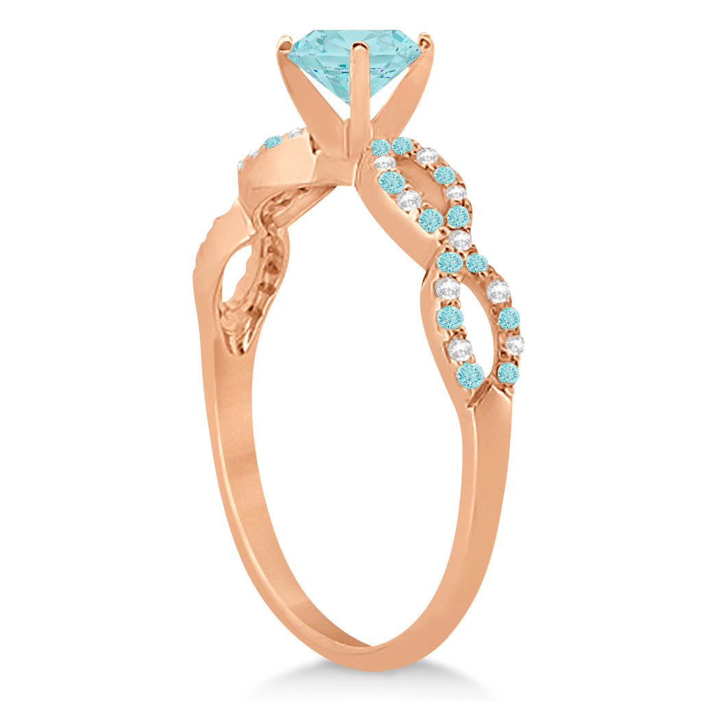 Aquamarine & Diamond Infinity Style Bridal Set 18k Rose Gold 1.64ct