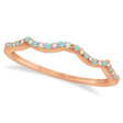 Diamond & Aquamarine Contour Wedding Band 14K Rose Gold 0.24ct