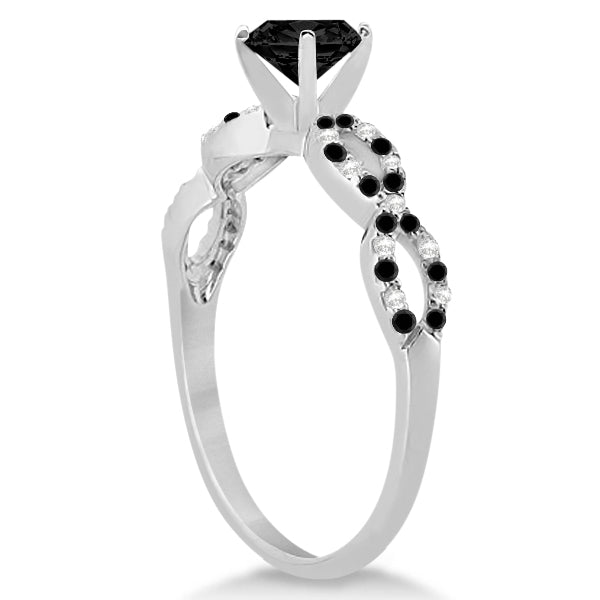 White & Black Diamond Infinity Style Bridal Set 14k White Gold 1.89ct
