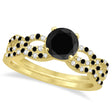 White & Black Diamond Infinity Style Bridal Set 14k Yellow Gold 1.89ct