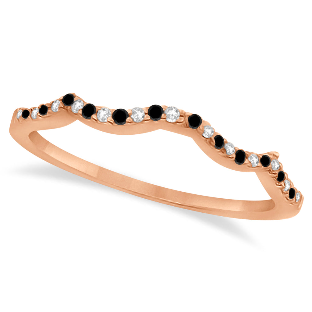 Infinity Style Black Diamond & Diamond Bridal Set 18k Rose Gold 0.85ct