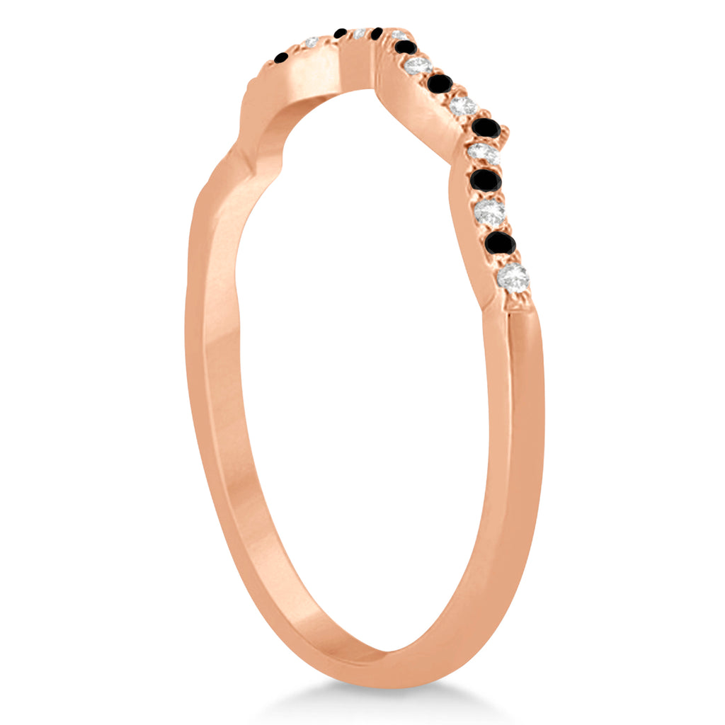 Infinity Style Black Diamond & Diamond Bridal Set 18k Rose Gold 0.85ct