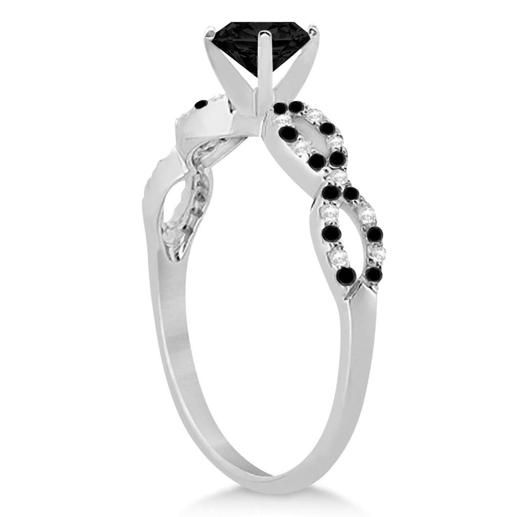 White & Black Diamond Infinity Style Bridal Set 18k White Gold 1.89ct