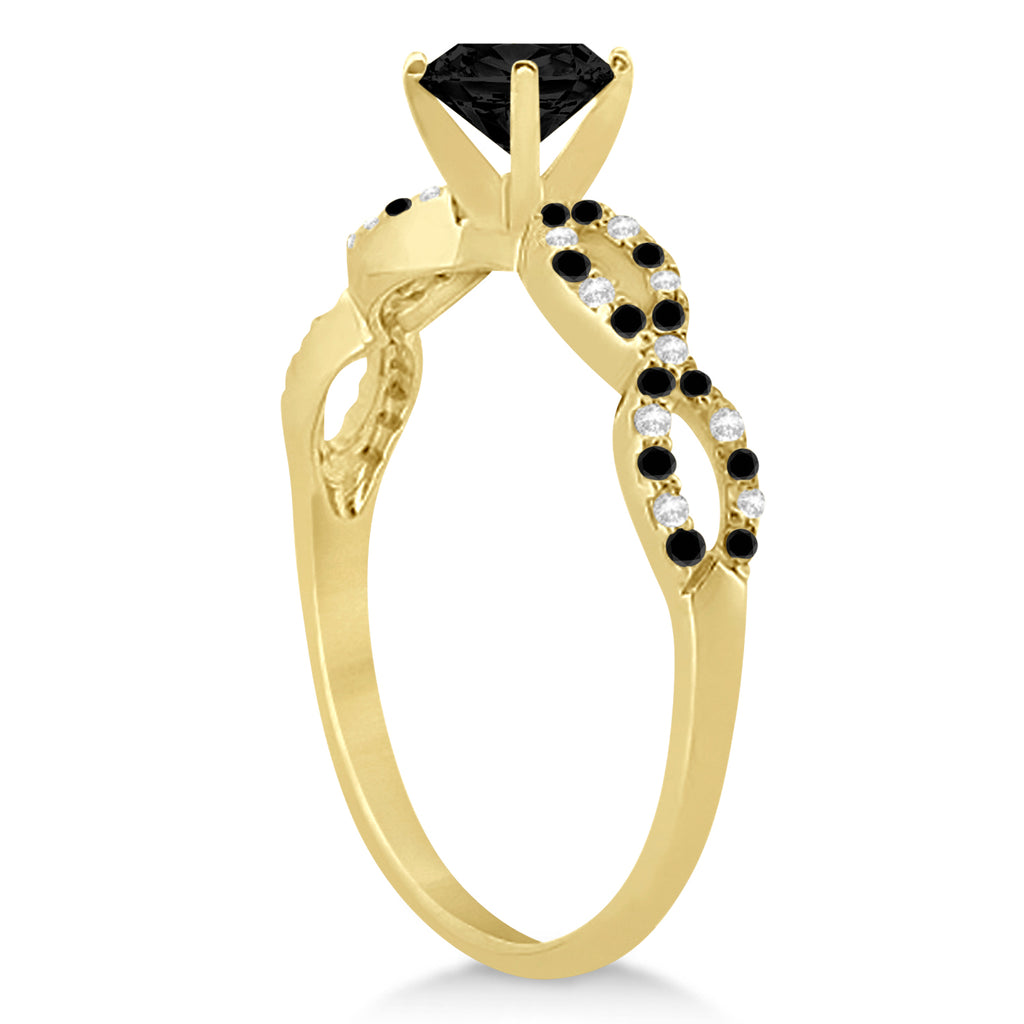 White & Black Diamond Infinity Style Bridal Set 18k Yellow Gold 1.89ct