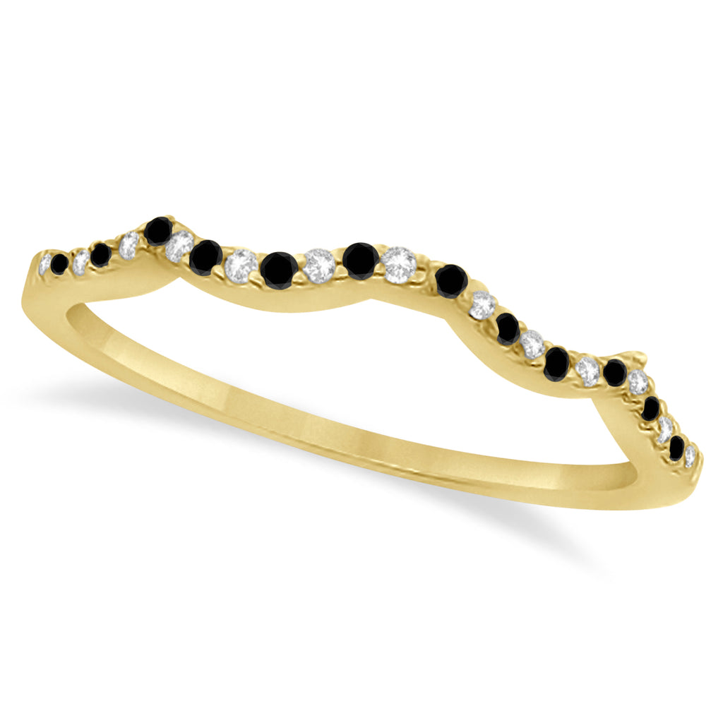 White & Black Diamond Infinity Style Bridal Set 18k Yellow Gold 1.89ct