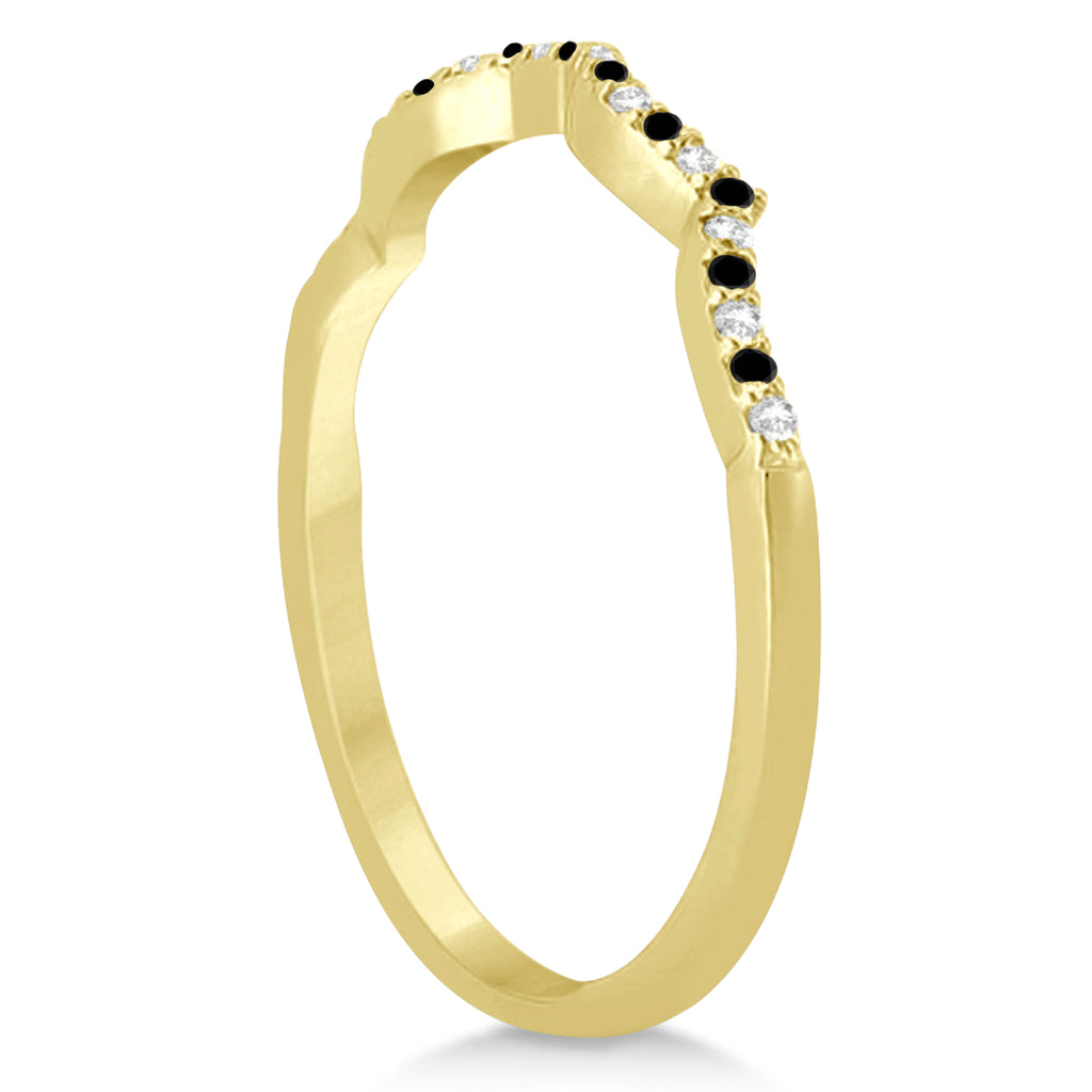 White & Black Diamond Infinity Style Bridal Set 18k Yellow Gold 1.89ct