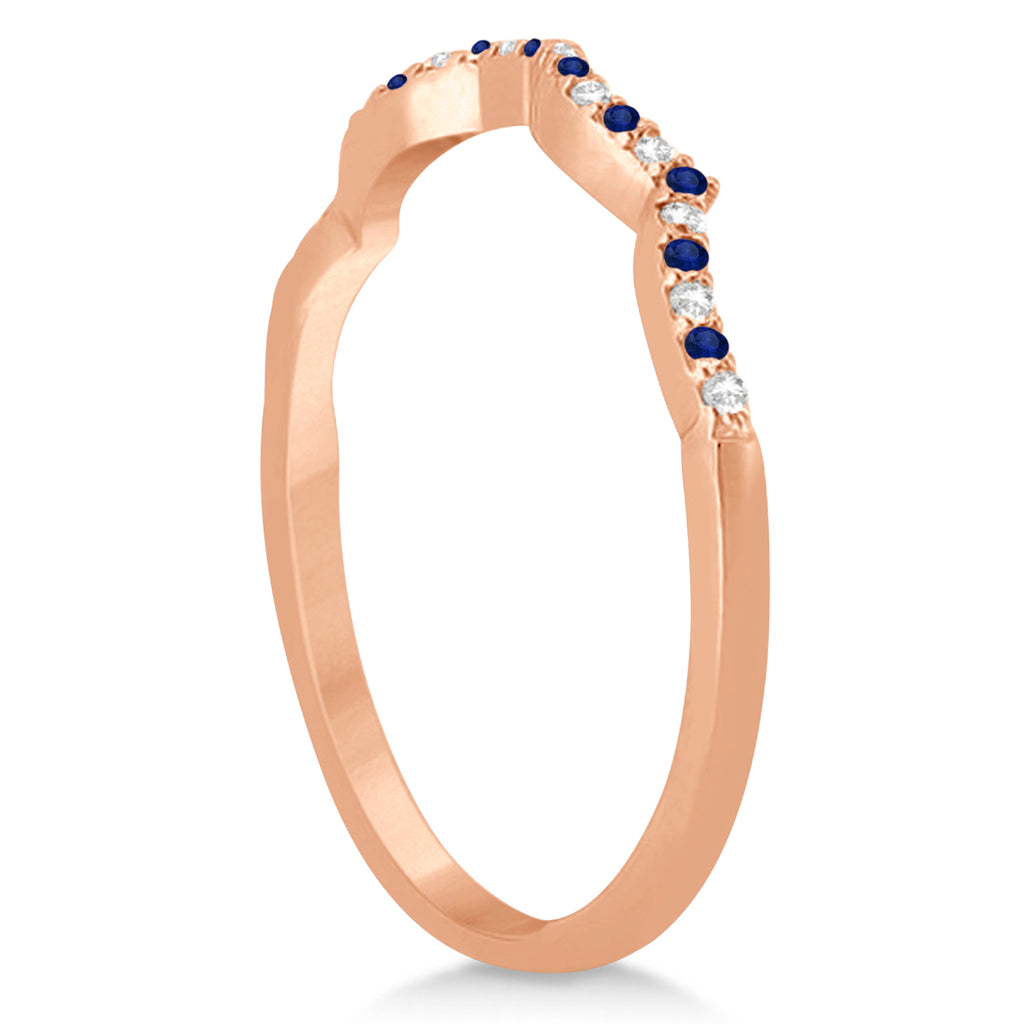 Diamond & Blue Sapphire Infinity Style Bridal Set 18k Rose Gold 2.24ct