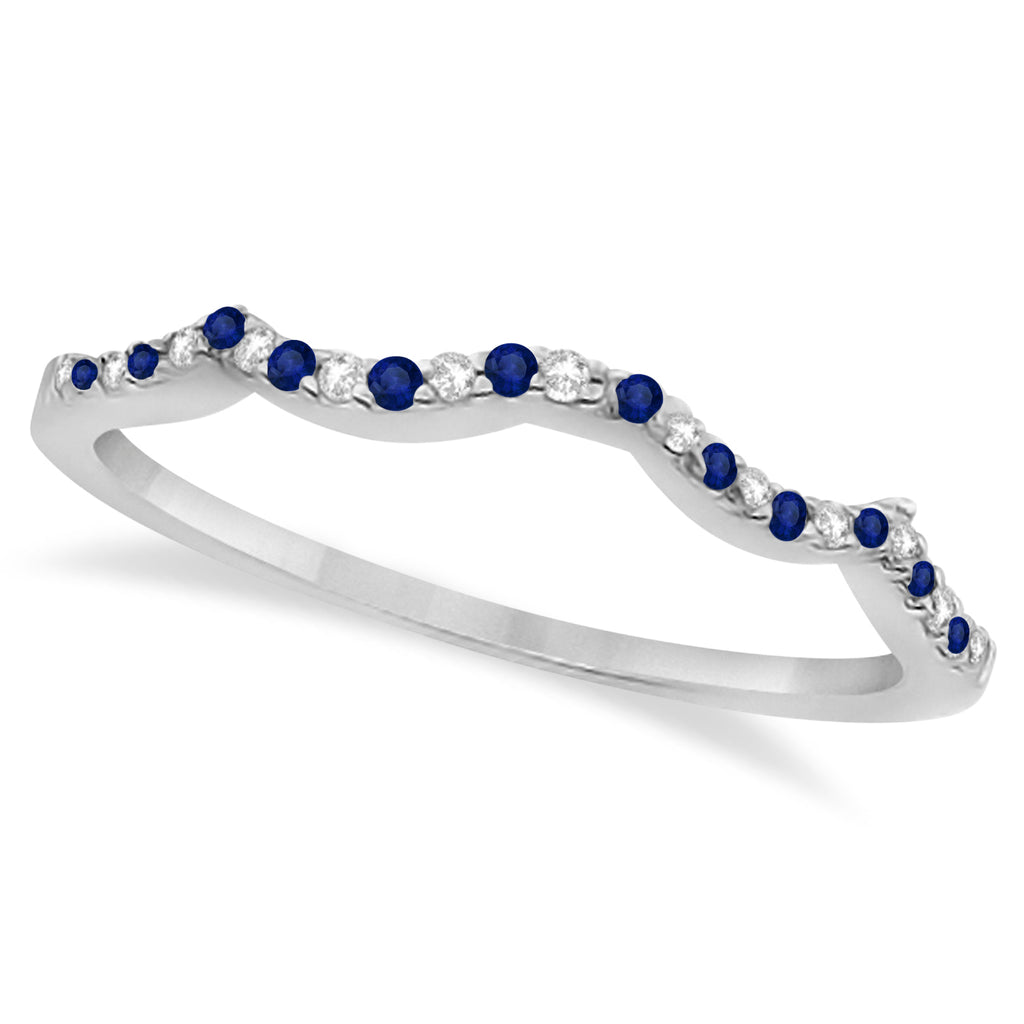 Blue Sapphire & Diamond Infinity Style Bridal Set Palladium 1.69ct