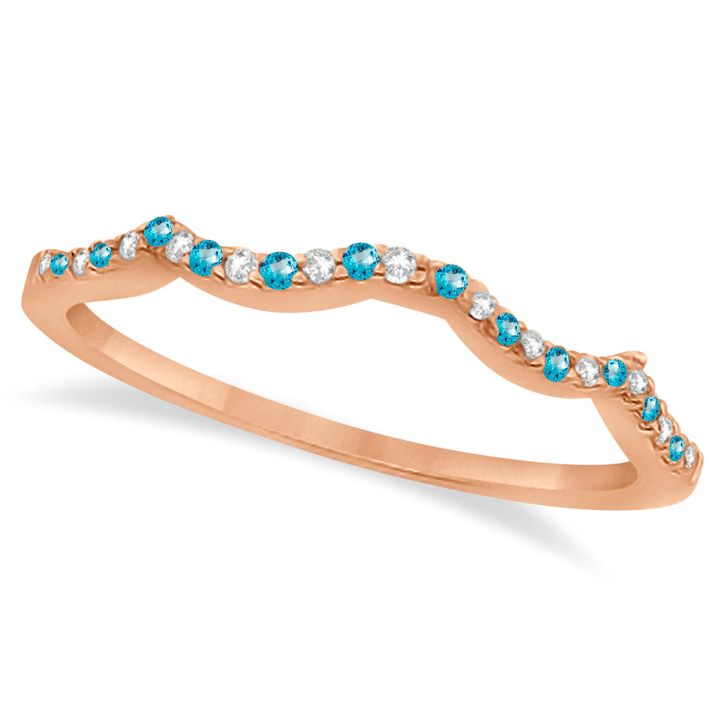 Infinity Style Blue Topaz & Diamond Bridal Set 14k Rose Gold 1.29ct