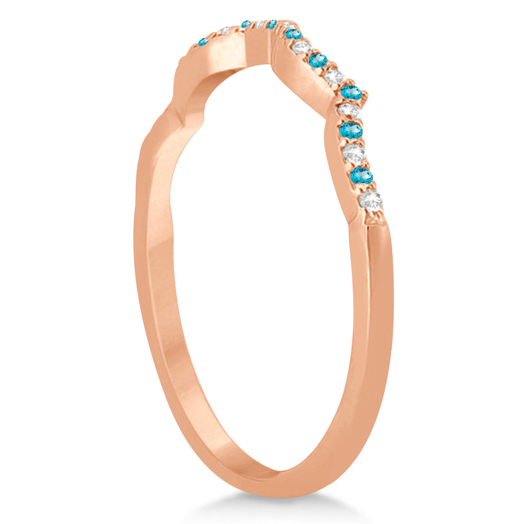 Infinity Style Blue Topaz & Diamond Bridal Set 14k Rose Gold 1.29ct