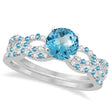 Blue Topaz & Diamond Infinity Style Bridal Set 14k White Gold 1.69ct