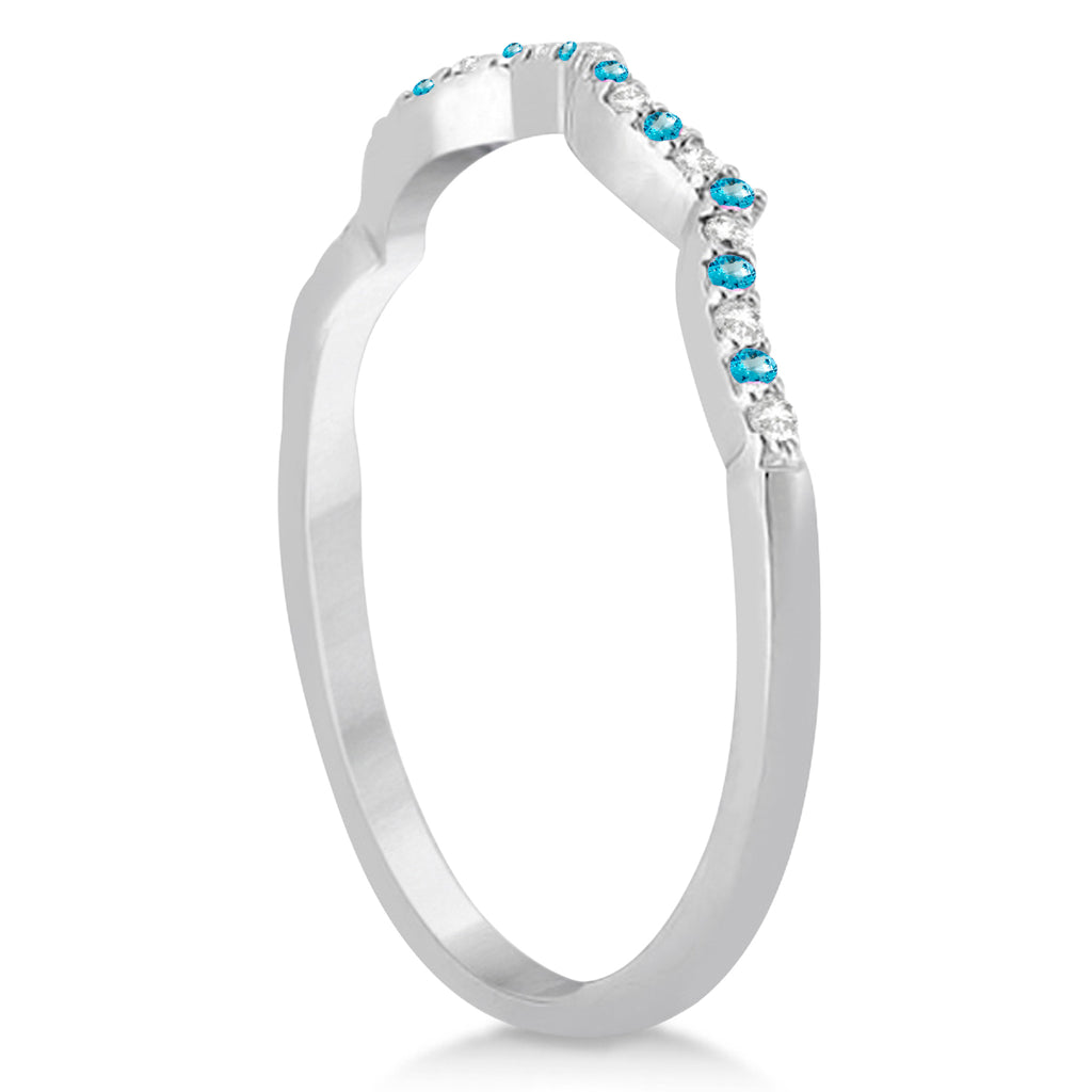 Diamond & Blue Topaz Infinity Style Bridal Set 18k White Gold 2.19ct
