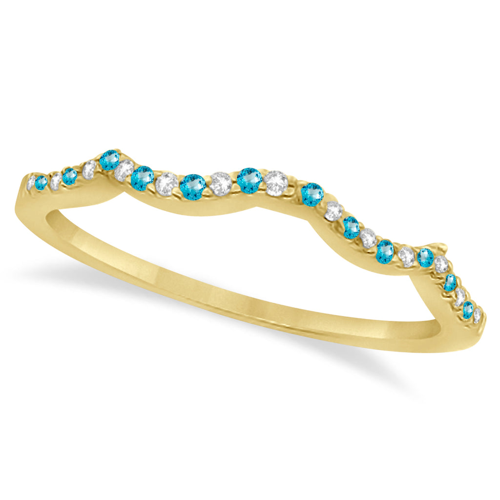 Diamond & Blue Topaz Infinity Style Bridal Set 18k Yellow Gold 2.19ct