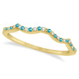 Diamond & Blue Topaz Contour Wedding Band 18k Yellow Gold 0.24ct