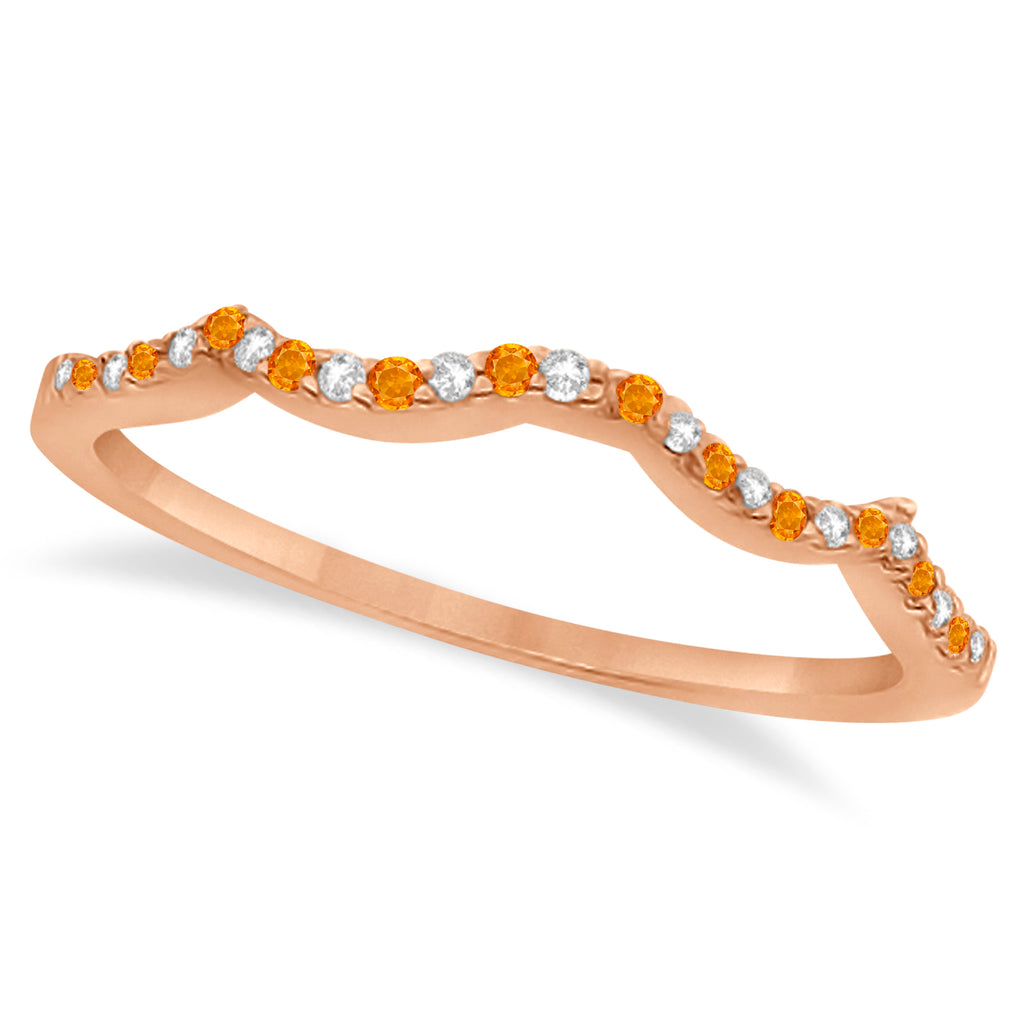 Infinity Style Citrine & Diamond Bridal Set 14k Rose Gold 1.29ct