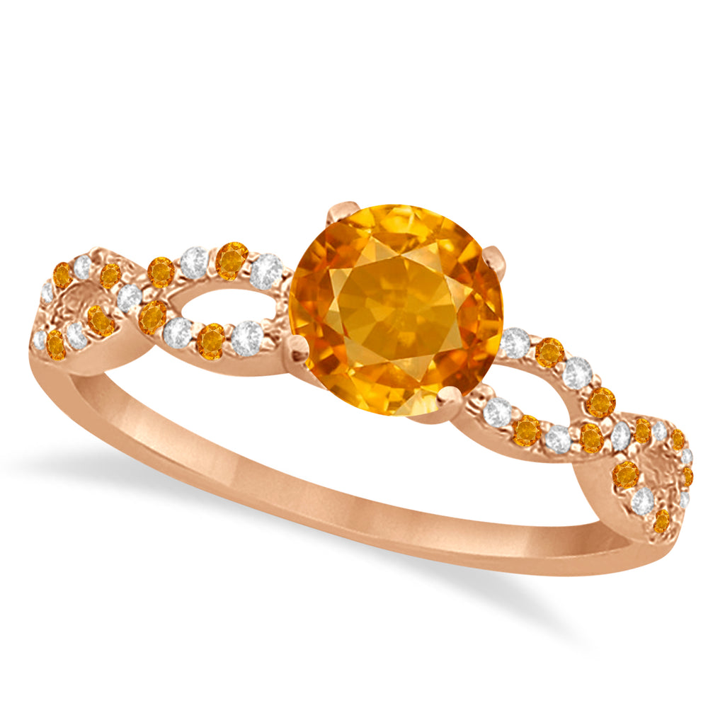 Citrine & Diamond Infinity Style Bridal Set 14k Rose Gold 1.69ct