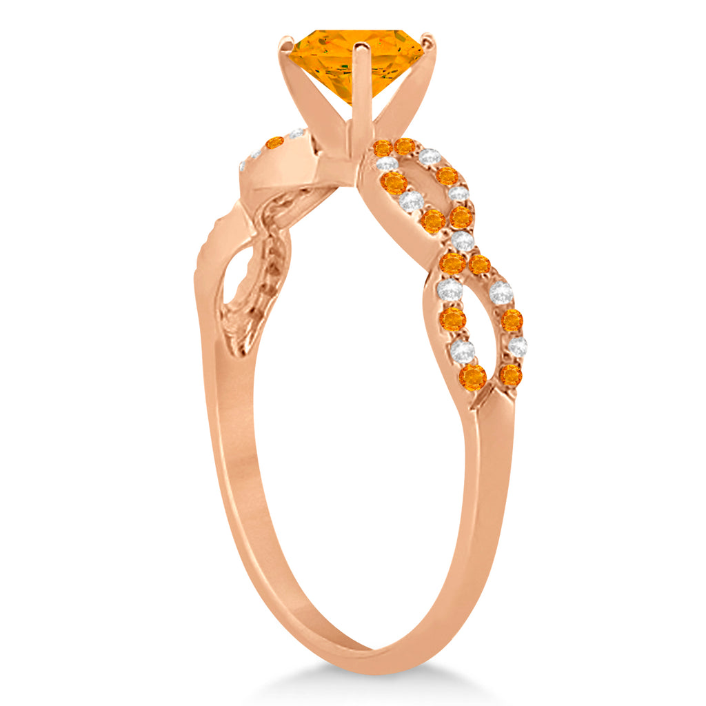 Citrine & Diamond Infinity Style Bridal Set 14k Rose Gold 1.69ct