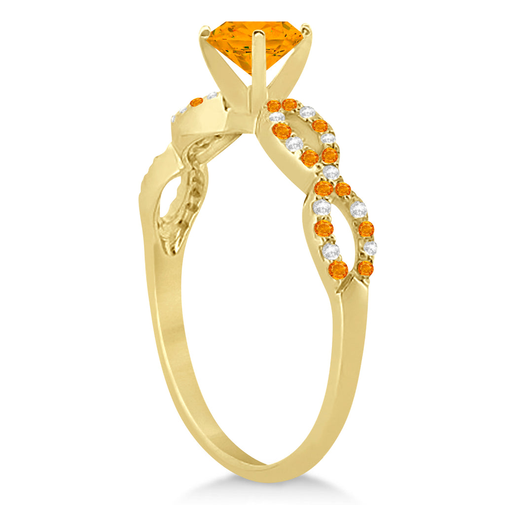 Infinity Style Citrine & Diamond Bridal Set 14k Yellow Gold 1.29ct