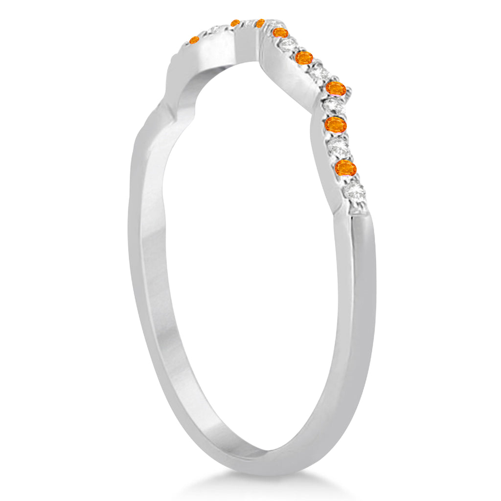 Infinity Style Citrine & Diamond Bridal Set Platinum 1.29ct