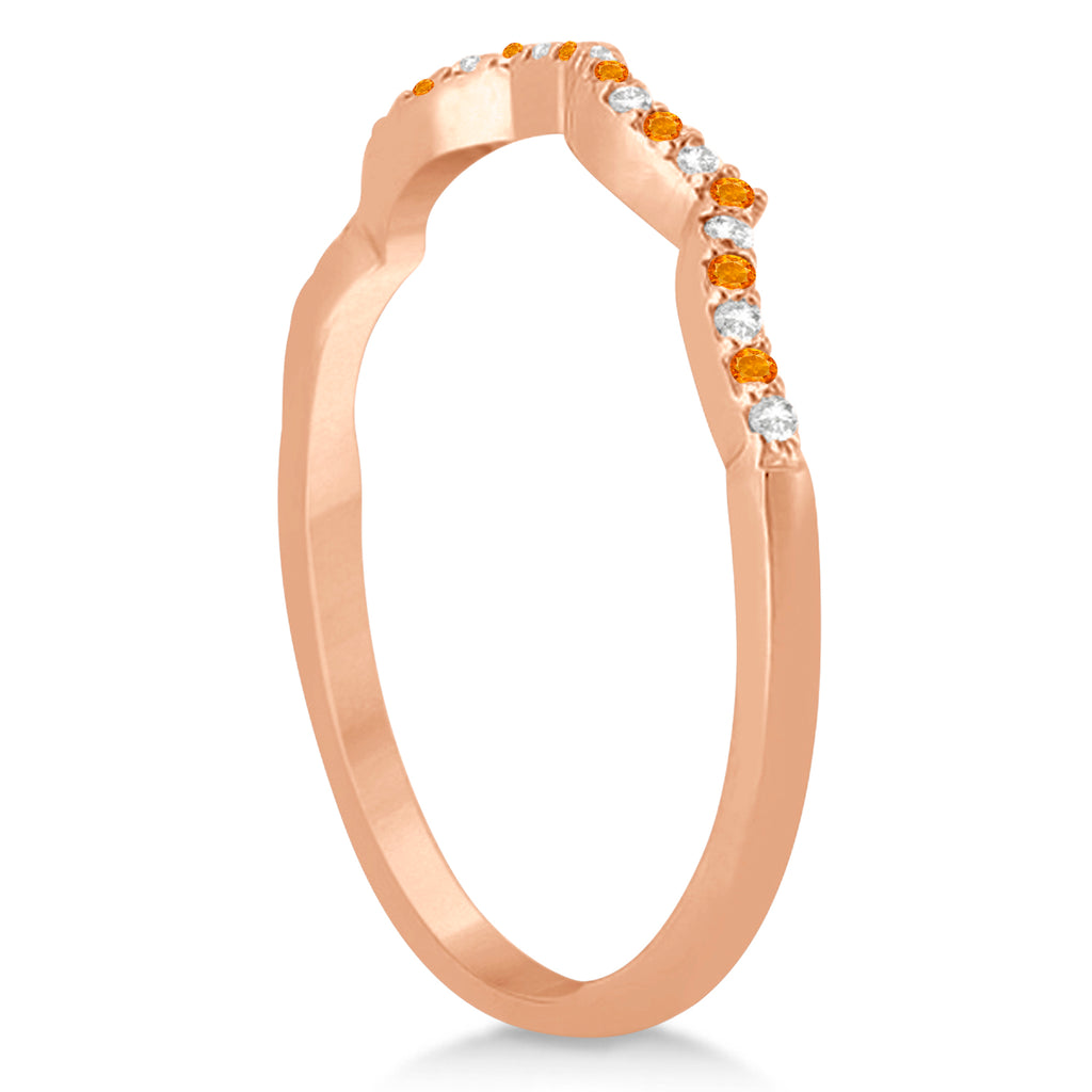 Diamond & Citrine Contour Wedding Band 18k Rose Gold 0.24ct