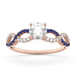 Infinity Diamond & Blue Sapphire Engagement Ring 18k Rose Gold 0.21ct