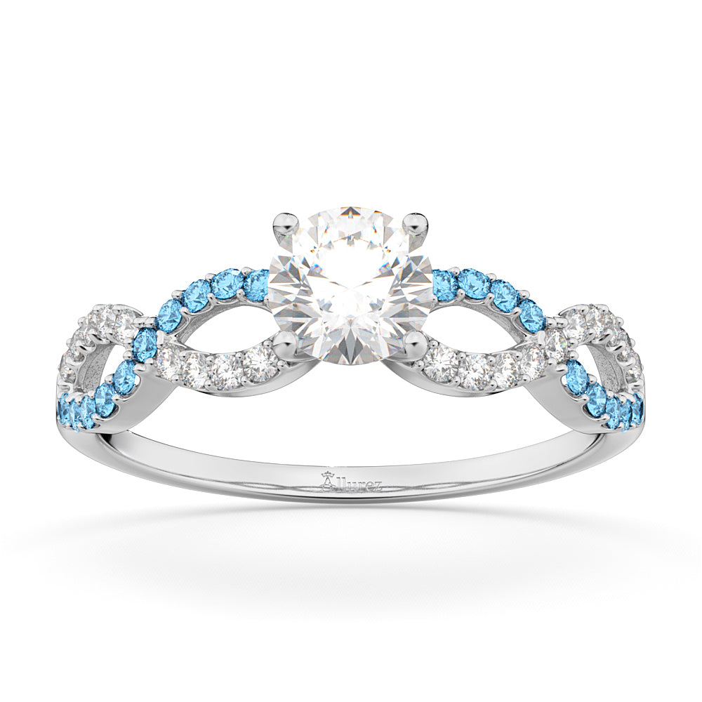 Infinity Diamond & Blue Topaz Engagement Ring in 14k White Gold (0.21ct)
