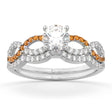 Infinity Diamond & Citrine Engagement Ring Set 14k White Gold 0.34ct