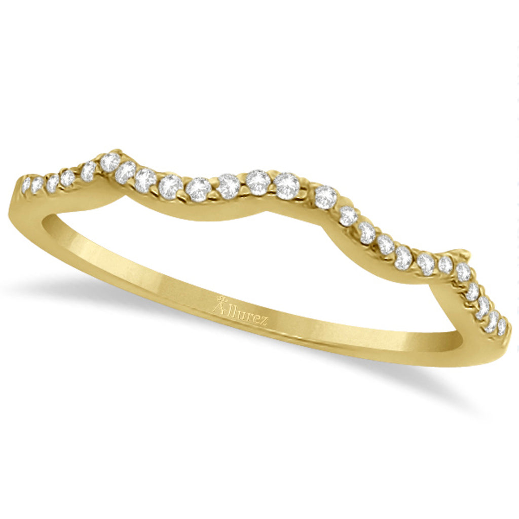 Infinity Diamond & Emerald Engagement Ring Set 14k Yellow Gold 0.34ct