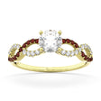 Infinity Diamond & Garnet Engagement Ring in 18k Yellow Gold (0.21ct)