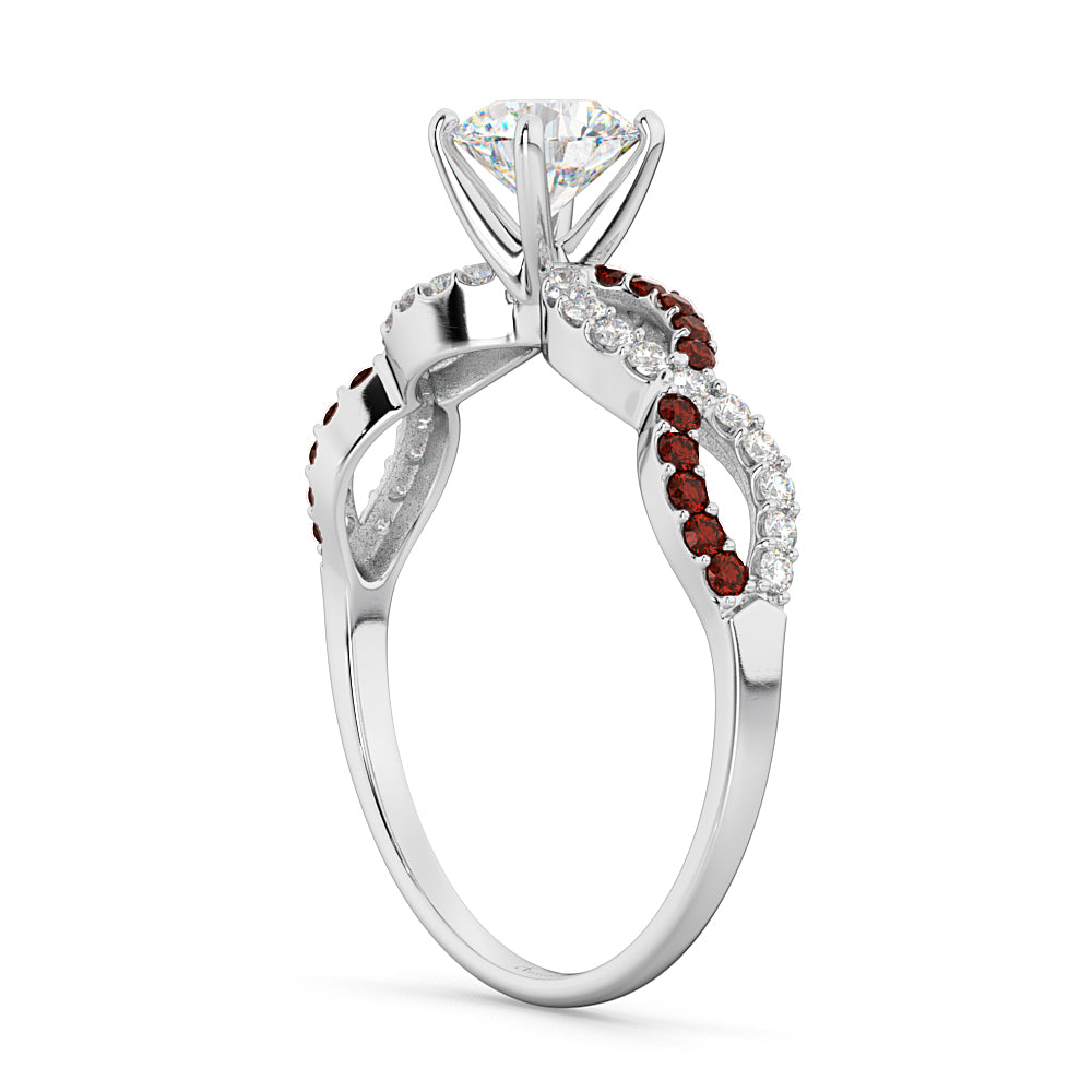 Infinity Diamond & Garnet Gemstone Engagement Ring Platinum (0.21ct)