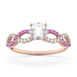 Infinity Diamond & Pink Sapphire Engagement Ring 14k Rose Gold 0.21ct