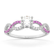 Infinity Diamond & Pink Sapphire Engagement Ring 14K White Gold 0.21ct