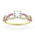 Infinity Diamond & Pink Sapphire Engagement Ring 14K Yellow Gold 0.21ct