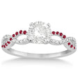 Infinity Diamond & Ruby Gemstone Engagement Ring 18K White Gold 0.21ct