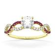 Infinity Diamond & Ruby Gemstone Engagement Ring 18K Yellow Gold 0.21ct