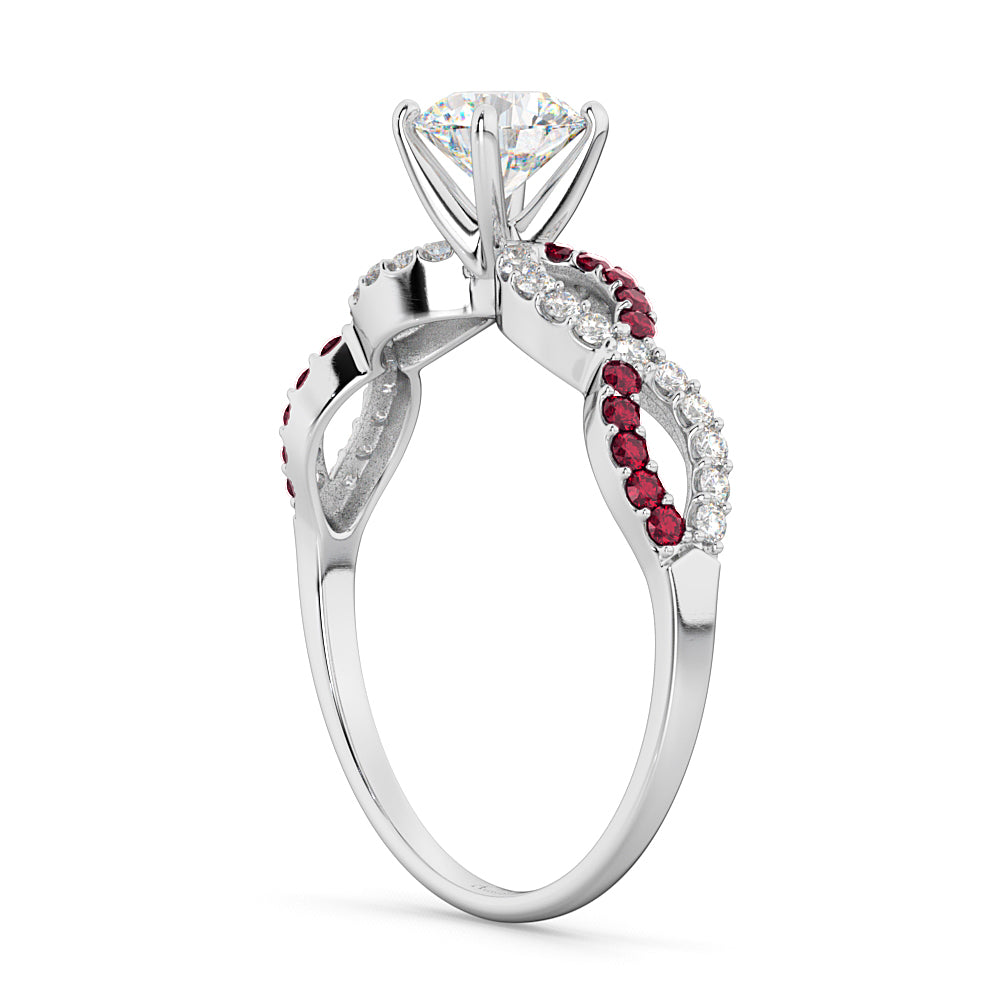 Infinity Diamond & Ruby Gemstone Engagement Ring Platinum 0.21ct