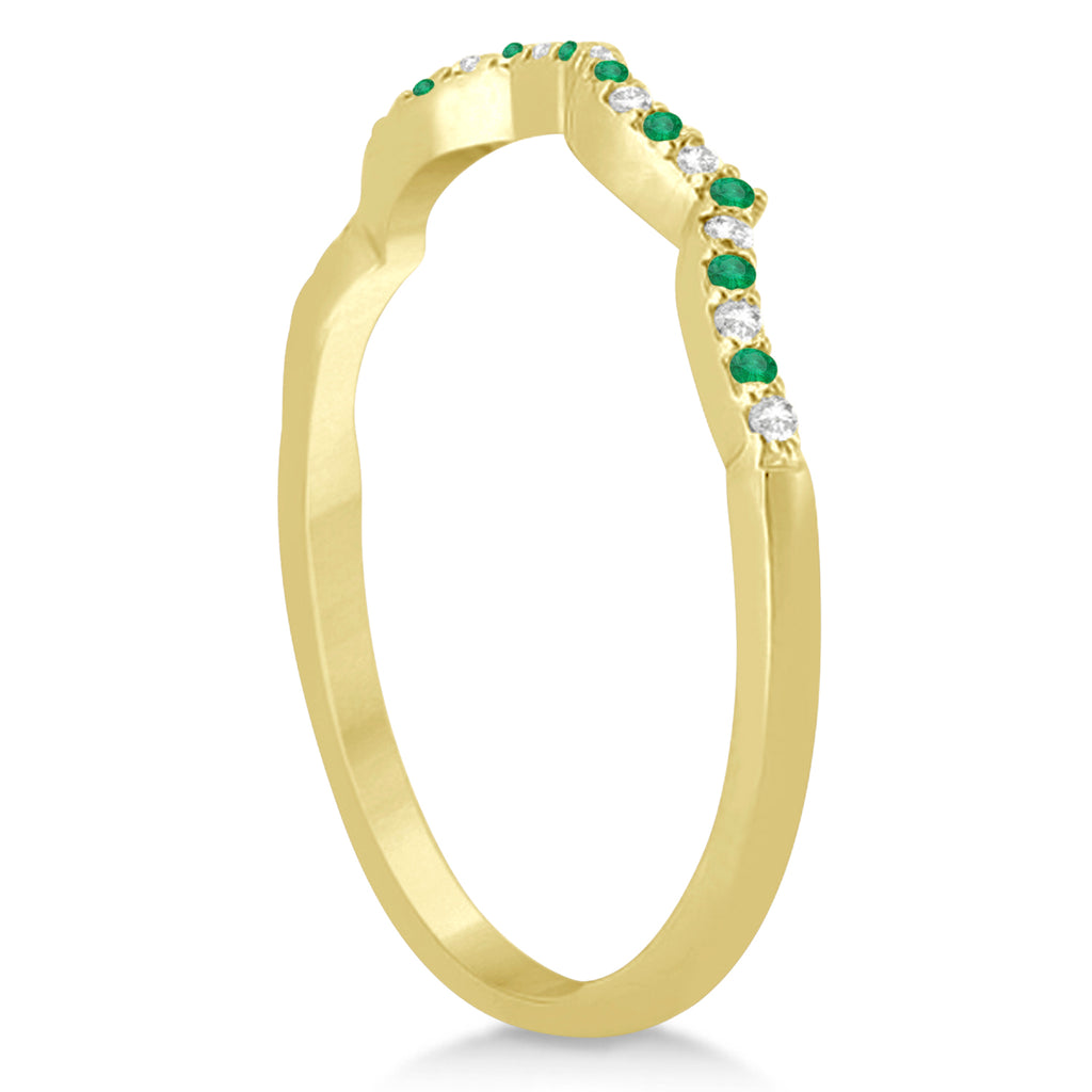 Emerald & Diamond Infinity Style Bridal Set 14k Yellow Gold 1.25ct