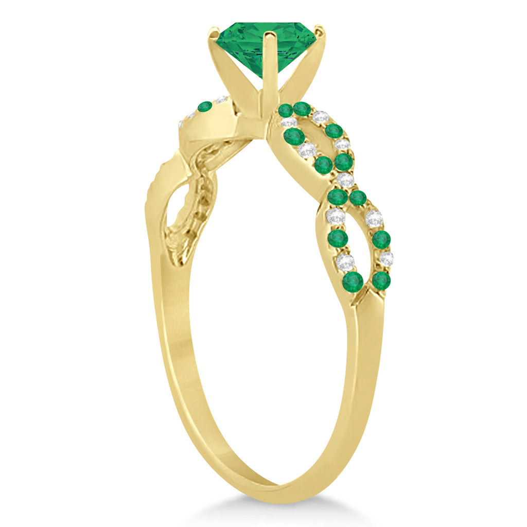 Diamond & Emerald Infinity Style Bridal Set 14k Yellow Gold 2.34ct