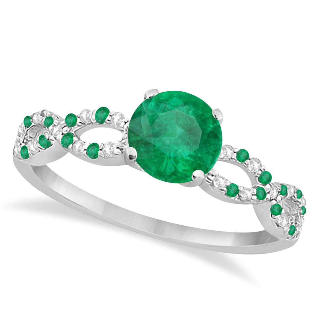 Infinity Style Emerald & Diamond Bridal Set Palladium 0.85ct