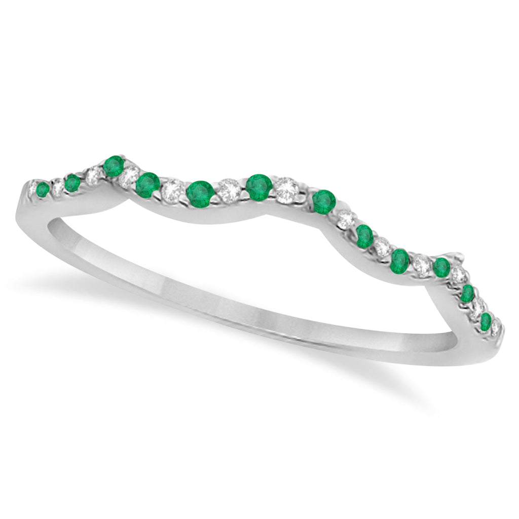 Emerald & Diamond Infinity Style Bridal Set Palladium 1.25ct