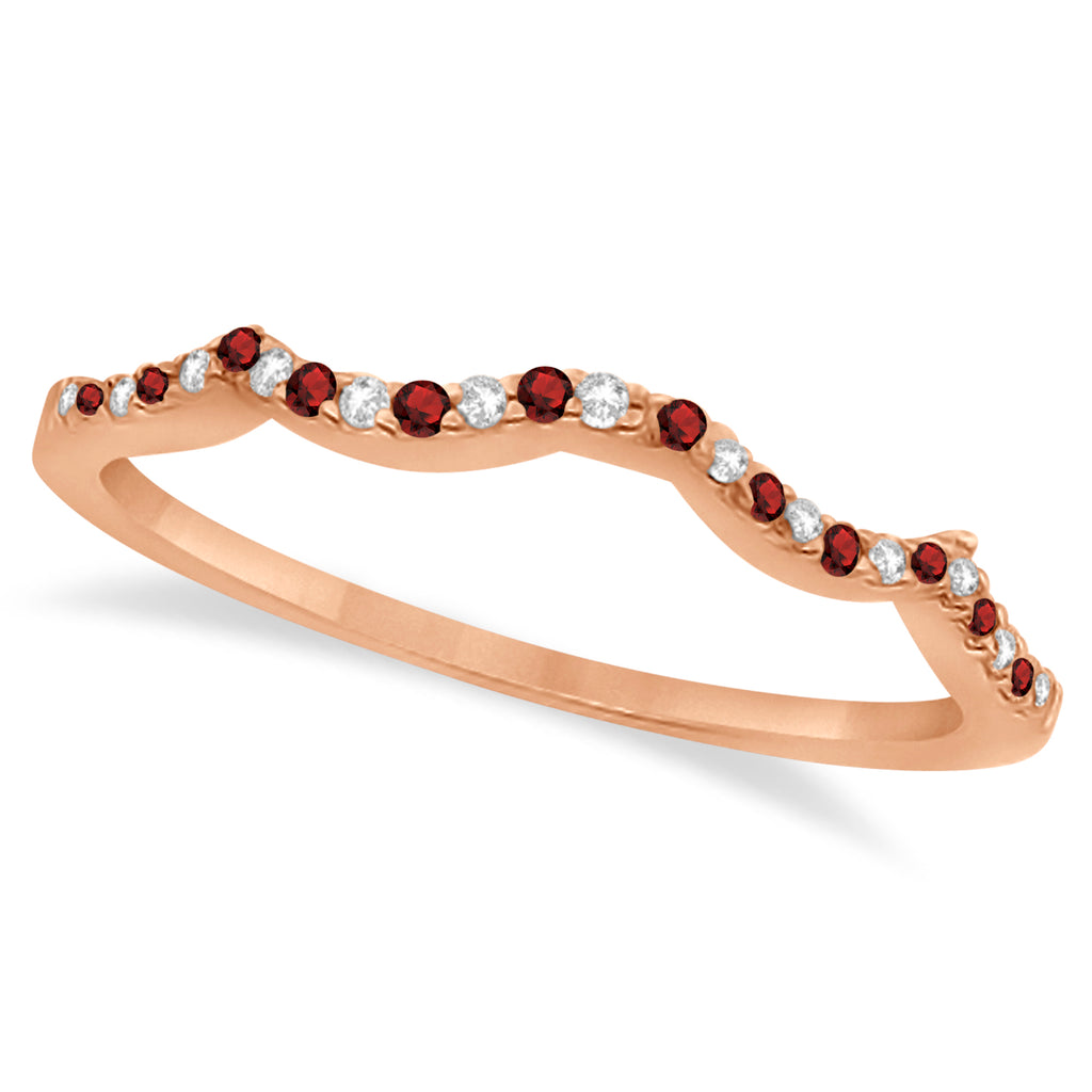 Infinity Style Garnet & Diamond Bridal Set 14k Rose Gold 1.29ct