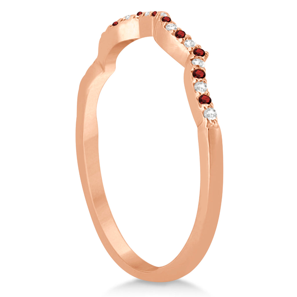 Infinity Style Garnet & Diamond Bridal Set 14k Rose Gold 1.29ct